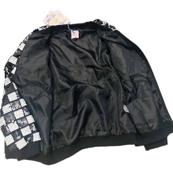 More than Magic Checkered Girl’s Bomber Sequin Jacket Target - Picture 3 of 7